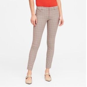 BANANA REPUBLIC Sloan Mid-Rise Skinny Fit Ankle Pant, Camel Glen Plaid Check, 8